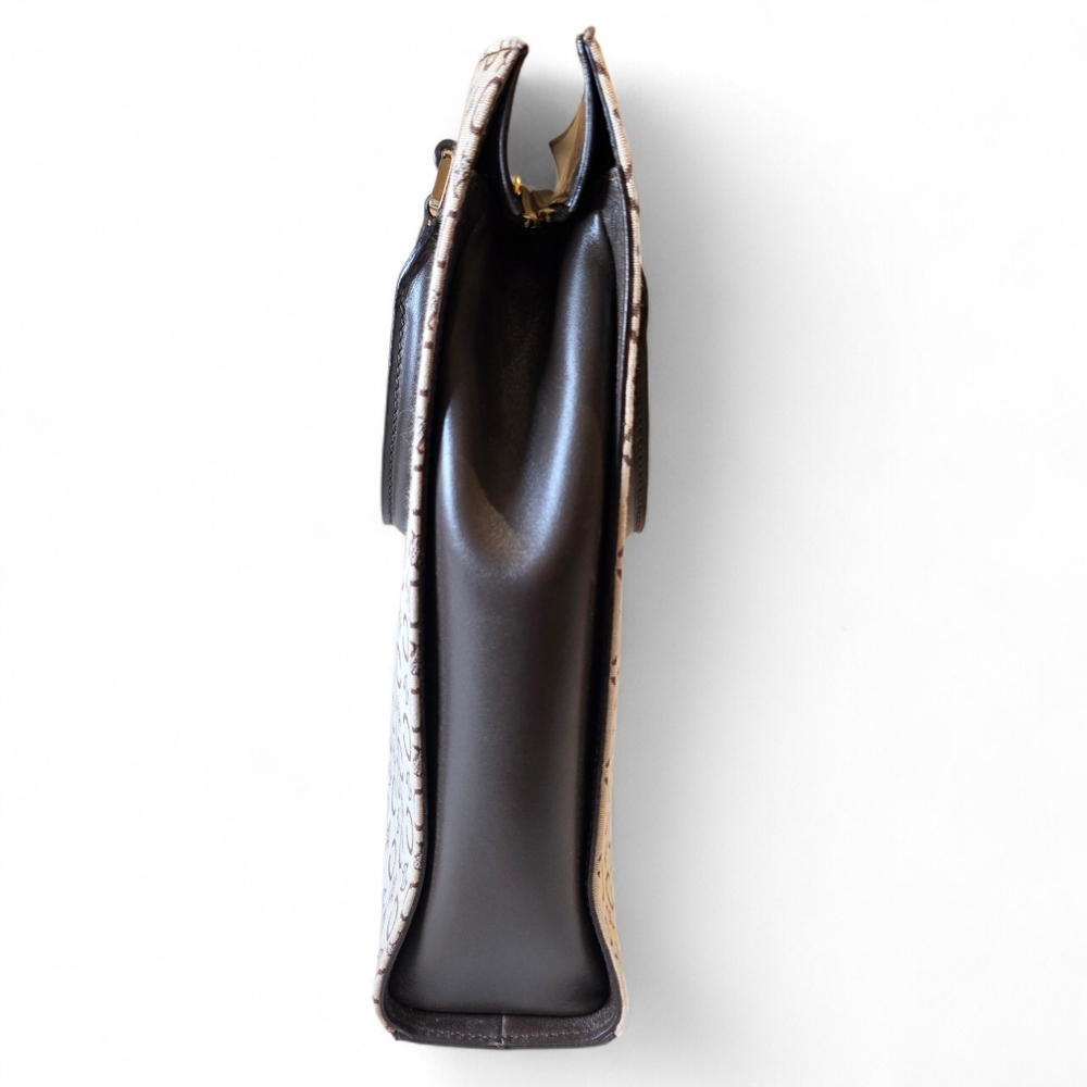 CELINE Triomphe Macadam Structured Tote Bag Cream White Monogram Canvas Vintage - Picture 3 of 12